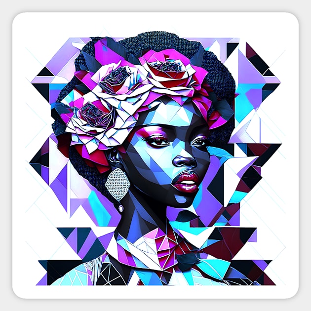 [AI Art] Beautiful (though nonexistent) Rose lady - Geometric Art Style Sticker by Sissely